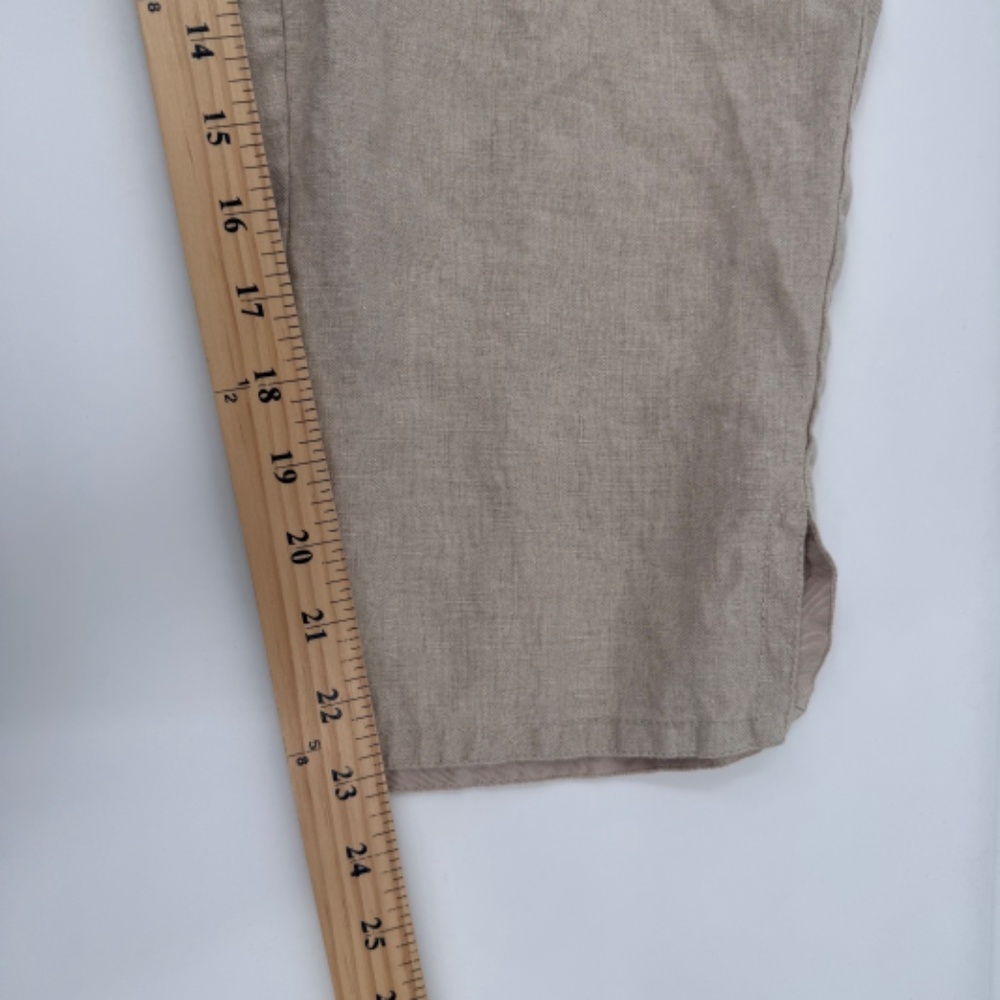 Liz Claiborne Pant Women 14W Beige Neutral Linen Hepburn Cropped Lagenlook - Picture 14 of 15
